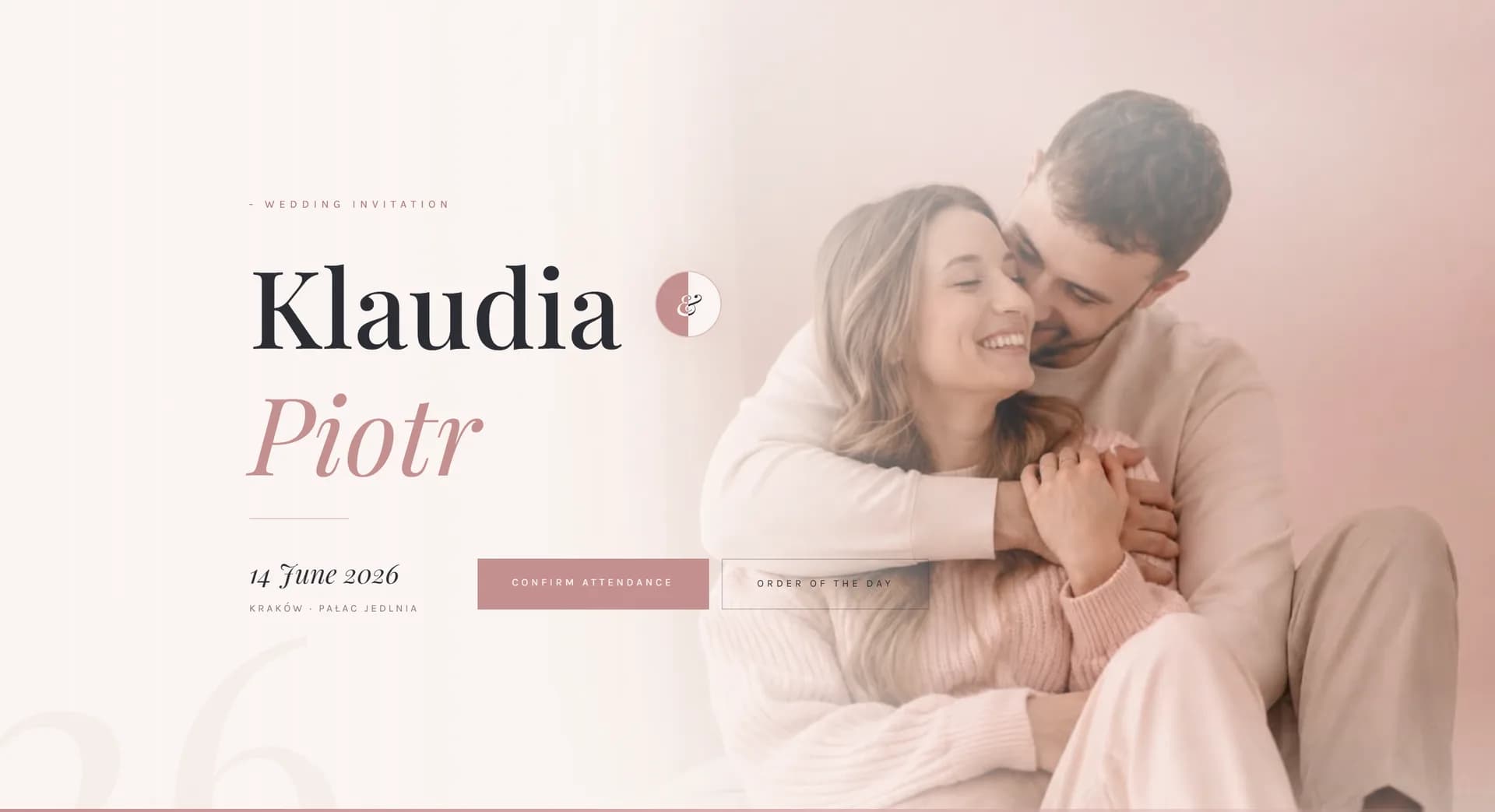 DustyRose wedding website theme - full demo screenshot
