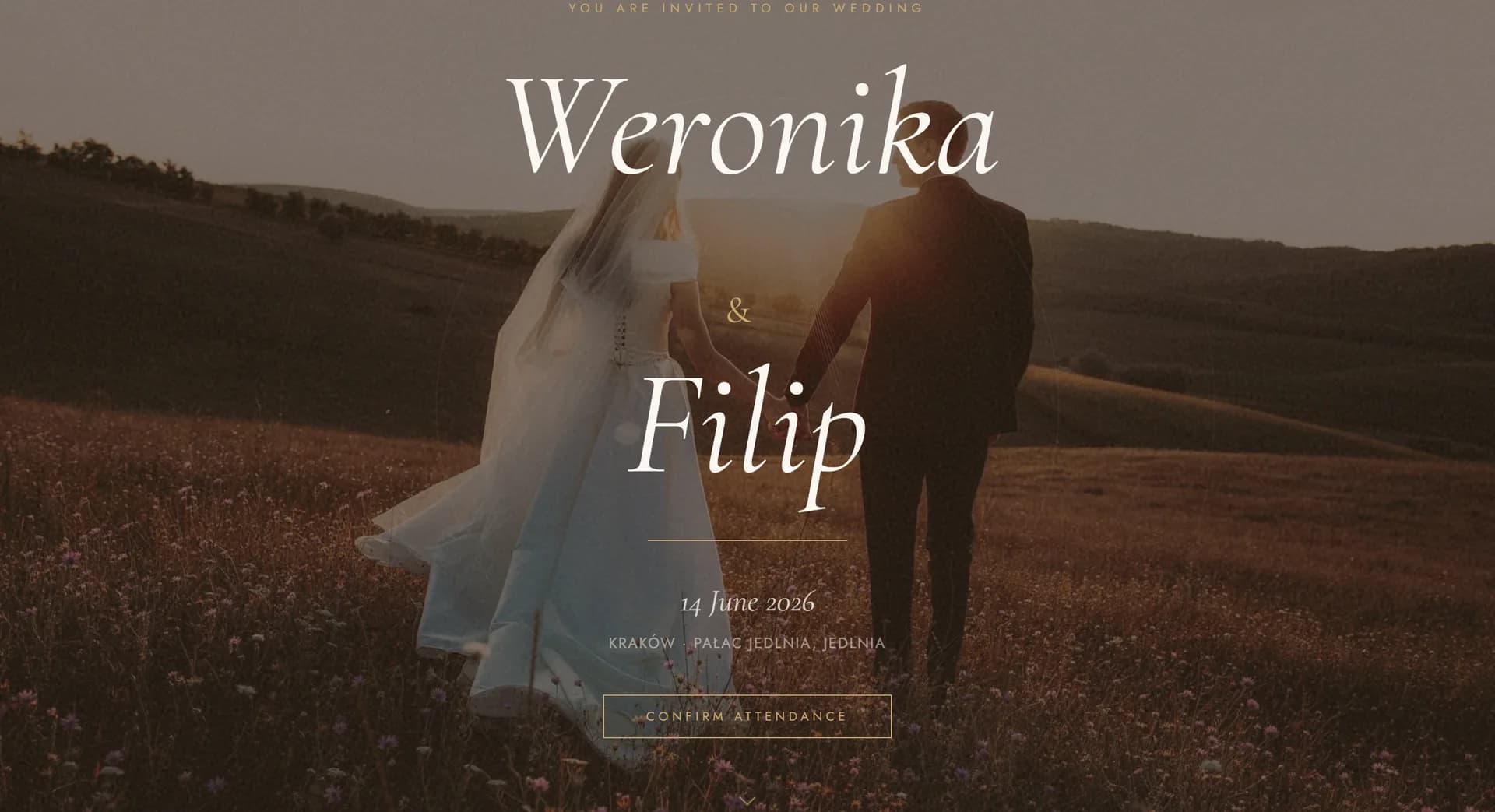 EspressoCreamGold wedding website theme - full demo screenshot