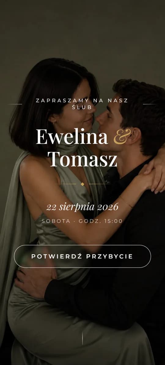 Podgląd szablonu strony ślubnej GreenBeige na ekranie telefonu
