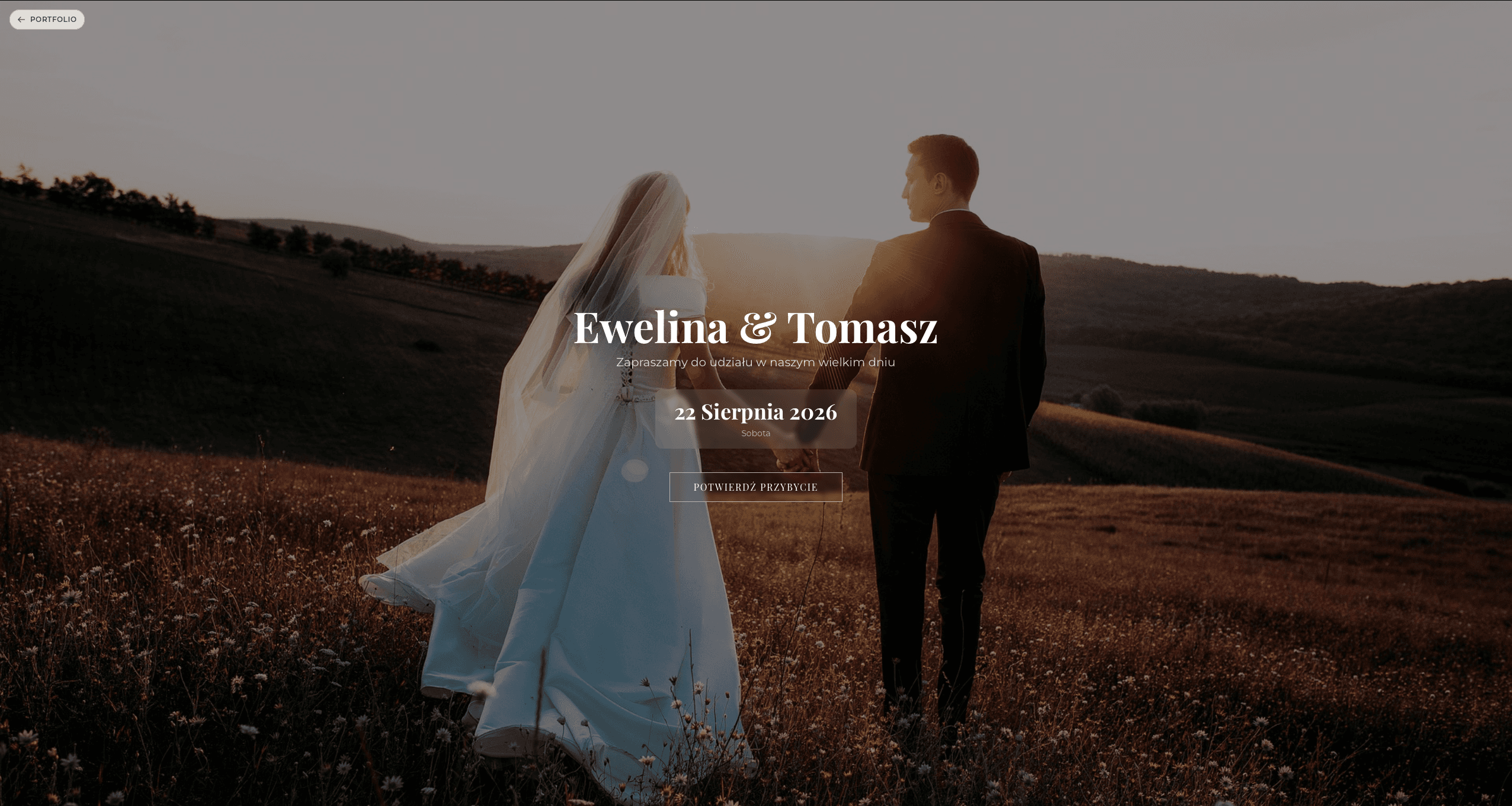 Strona weselna GreenBeige — ciepła paleta oliwki i piaskowego beżu, botaniczna elegancja