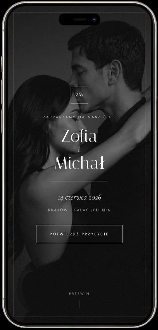 Ta sama strona ślubna na telefonie