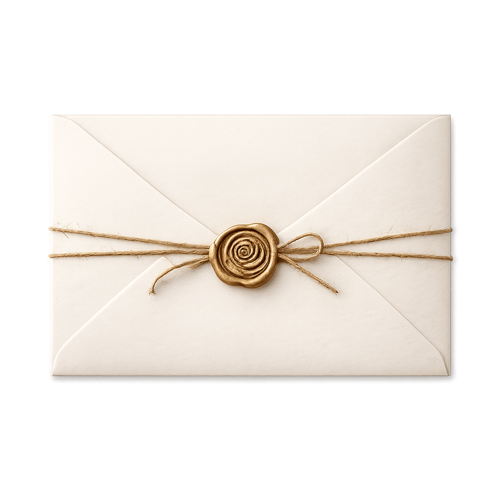 Tradycyjna papierowa koperta z zaproszeniem ślubnym