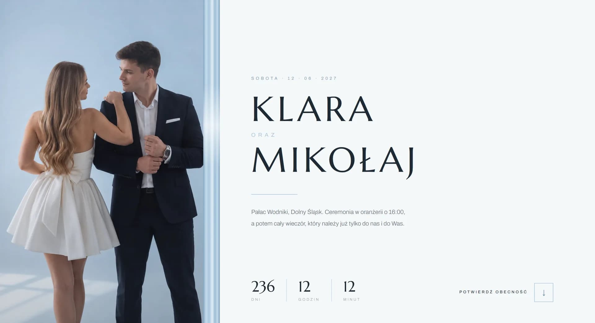 Demo zaproszenia ślubnego Blue Ribbon - kliknij aby uruchomić