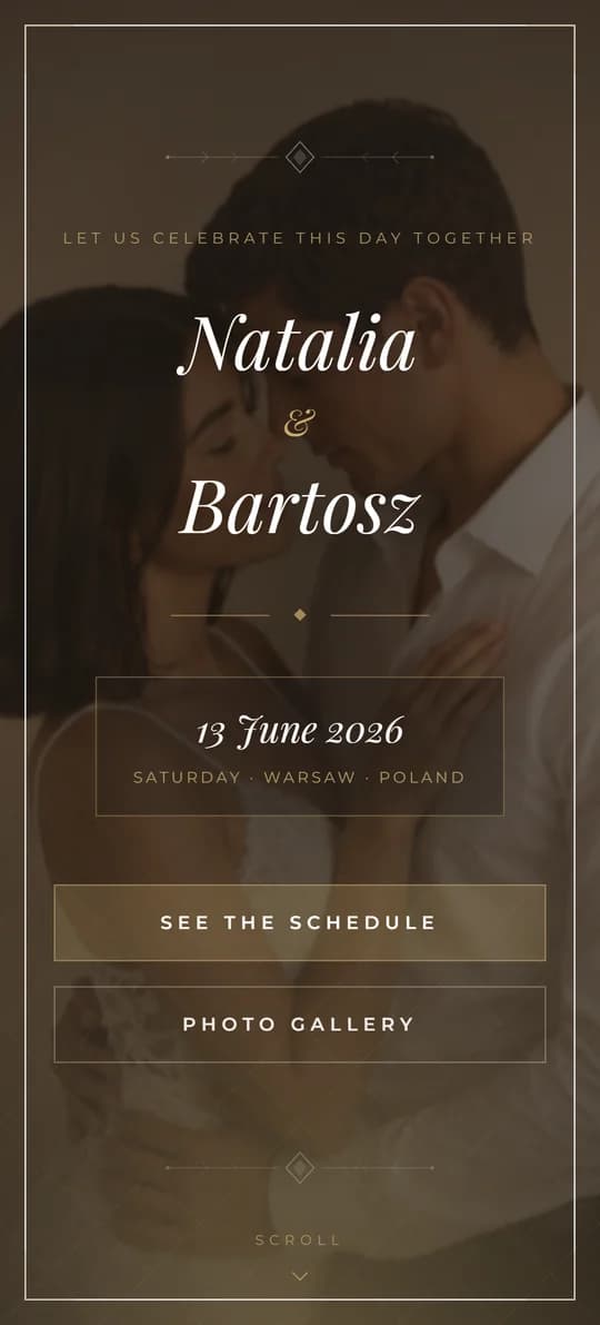 Preview of the ChampagneBeige wedding website template on a phone screen